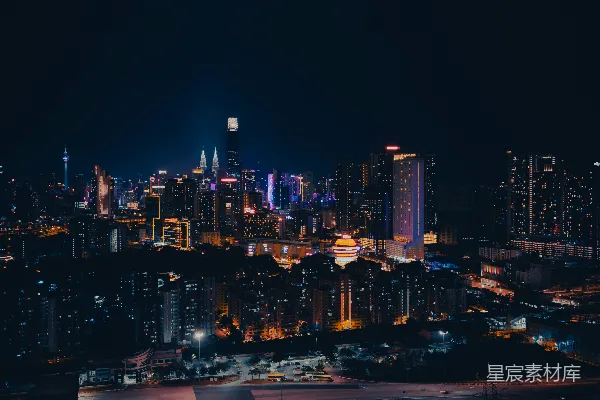 高清摄影 夜幕下的城市灯火