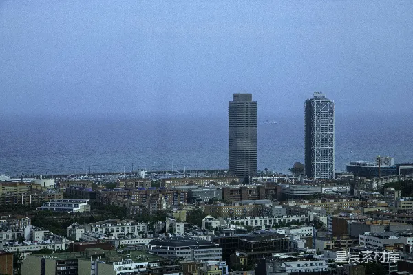 高清摄影 巴塞罗那海滨城市全景