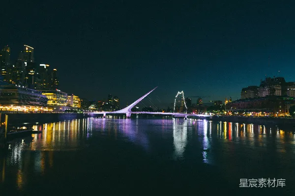 高清摄影 夜晚城市的灯光倒影