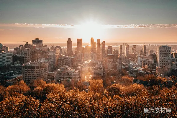 高清摄影 晨光中的城市全景