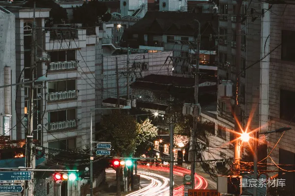 高清摄影 城市夜景中的流光车影