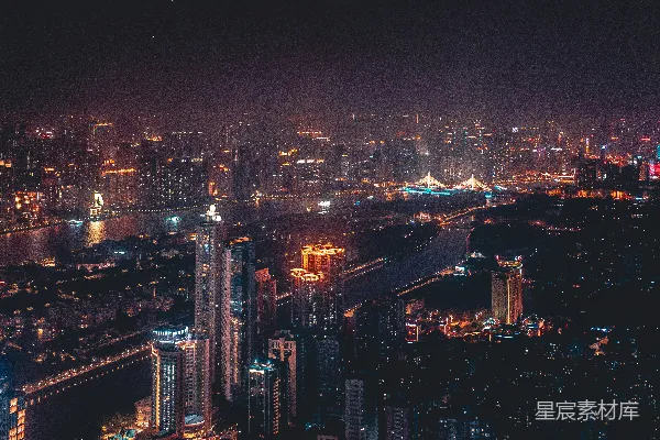高清摄影 夜幕下的城市全景