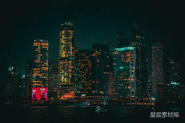 高清摄影 夜幕下的城市天际线