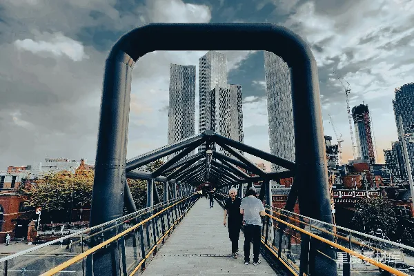 高清摄影 现代城市的天桥与摩天大楼