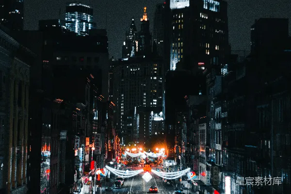 高清摄影 夜晚城市的霓虹灯与高楼大厦