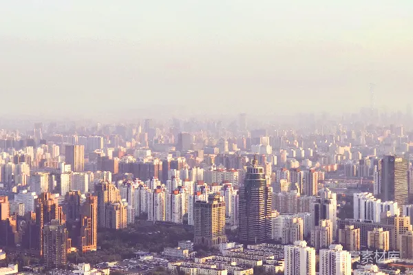 高清摄影 夕阳下的城市全景
