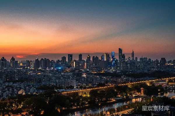 高清摄影 城市的黄昏与现代建筑