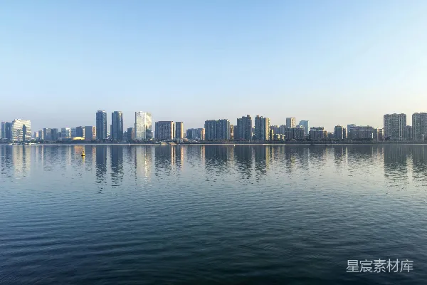 高清摄影 城市湖景晨曦