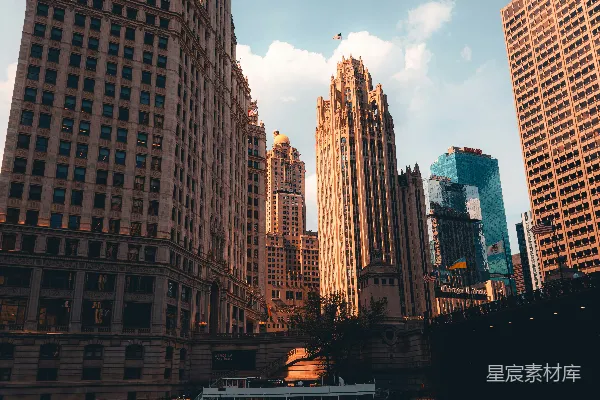 高清摄影 芝加哥天际线与Wrigley Building