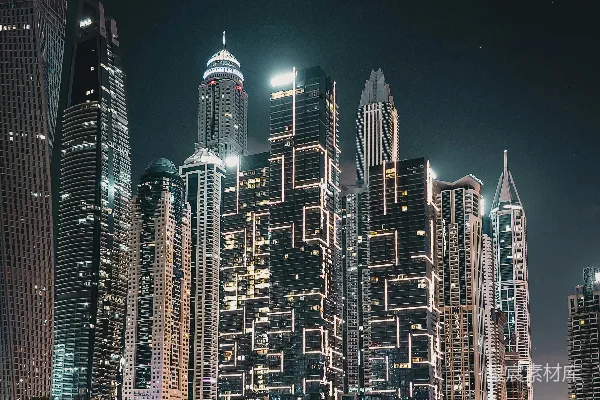 高清摄影 迪拜码头夜景