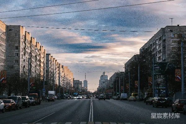 高清摄影 城市黄昏的街道
