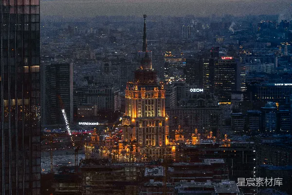 高清摄影 莫斯科夜景：灯火辉煌的城市