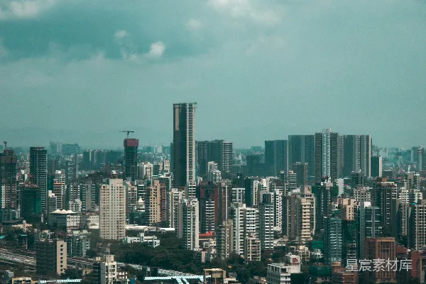高清摄影 蓝天下的城市全景