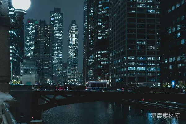 高清摄影 冬夜霓虹下的都市