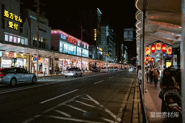 高清摄影 夜晚的繁华商业街