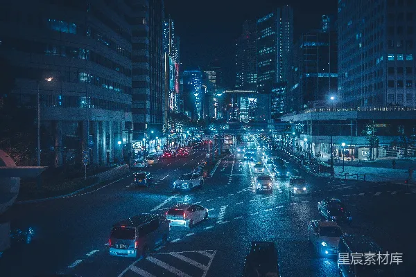 高清摄影 都市夜景：蓝调下的繁华