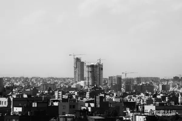 高清摄影 城市建筑工地的黑白景象