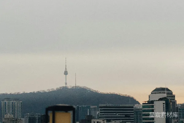 高清摄影 雾中的首尔城市全景