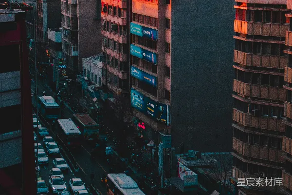 高清摄影 都市黄昏的繁忙街道