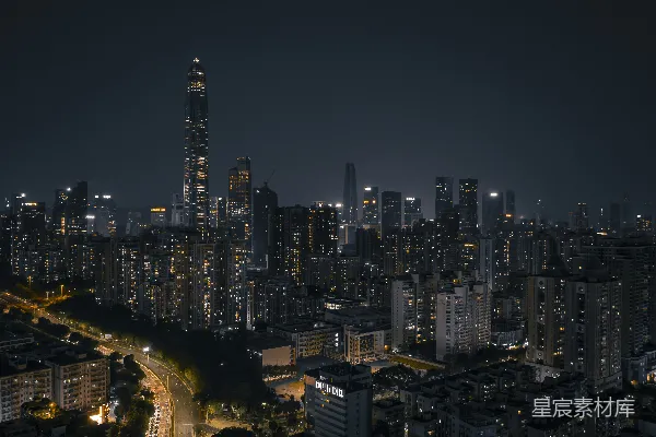高清摄影 夜幕下的城市剪影