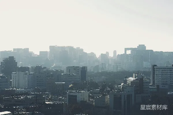 高清摄影 雾蒙蒙的城市全景