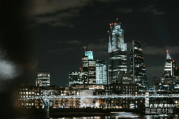 高清摄影 伦敦夜景：灯光璀璨的城市天际线