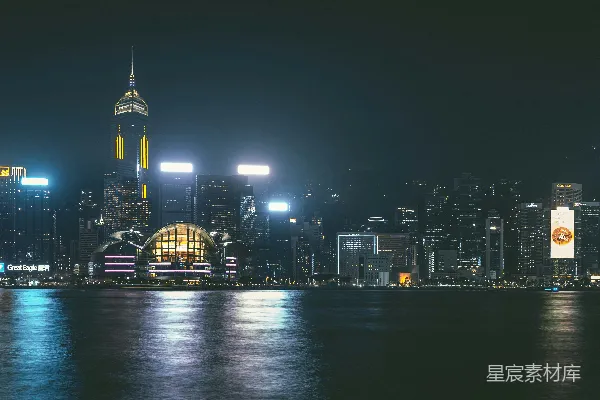 高清摄影 璀璨夜景下的香港天际线