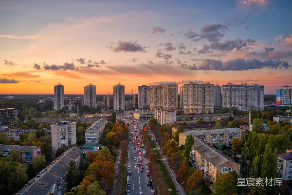 高清摄影 夕阳下的城市天际线