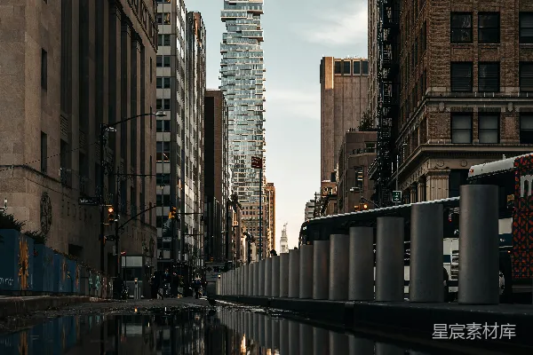高清摄影 城市倒影的静谧街景
