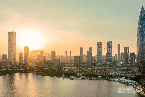 高清摄影 日落时分的城市天际线