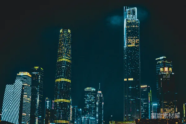高清摄影 城市夜景：高楼大厦的灯光秀