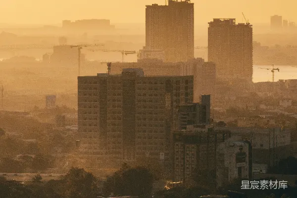 高清摄影 夕阳下的城市轮廓