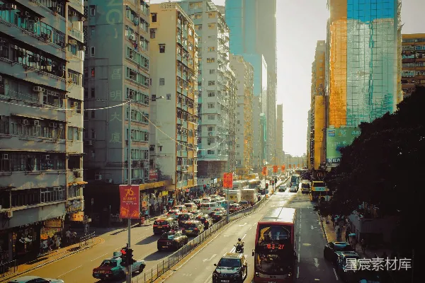 高清摄影 阳光下的城市街道