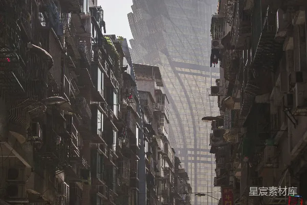 高清摄影 老城区的摩天大楼
