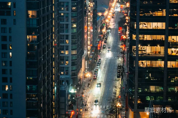 高清摄影 都市夜景中的车流与灯光