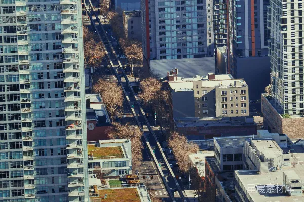 高清摄影 城市天际线：高楼与街道的交响
