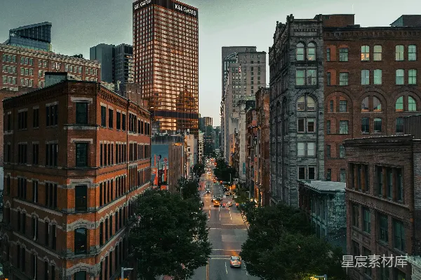 高清摄影 城市黄昏的街景
