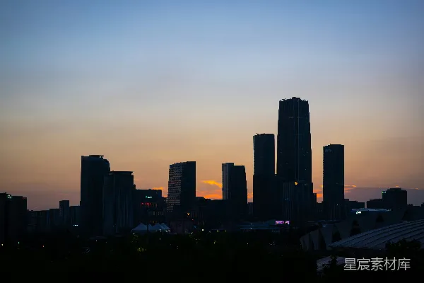 高清摄影 夕阳下城市的剪影