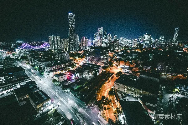 高清摄影 夜晚的城市航拍
