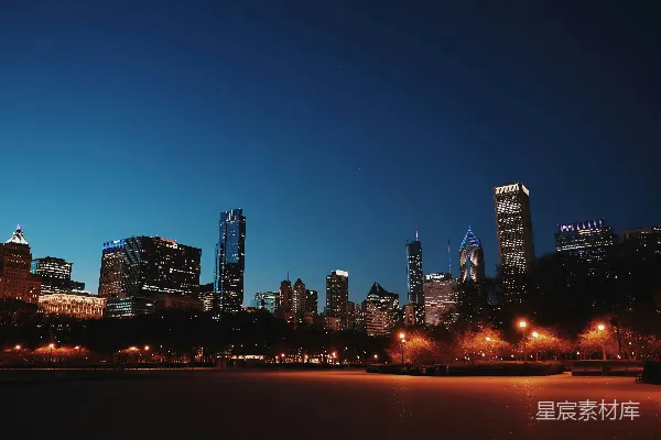 高清摄影 夜幕下的城市天际线