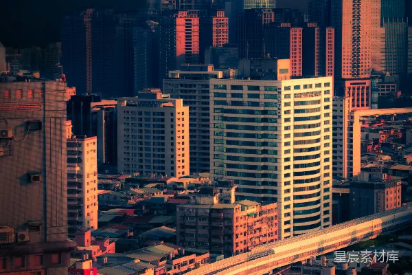 高清摄影 夕阳下的都市
