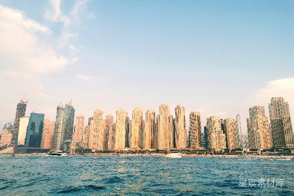 高清摄影 迪拜海滨高楼全景