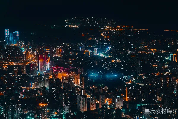 高清摄影 夜幕下的城市霓虹