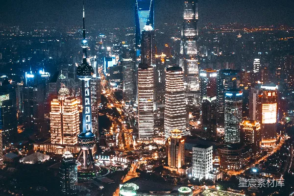 高清摄影 上海夜景：东方明珠璀璨灯光
