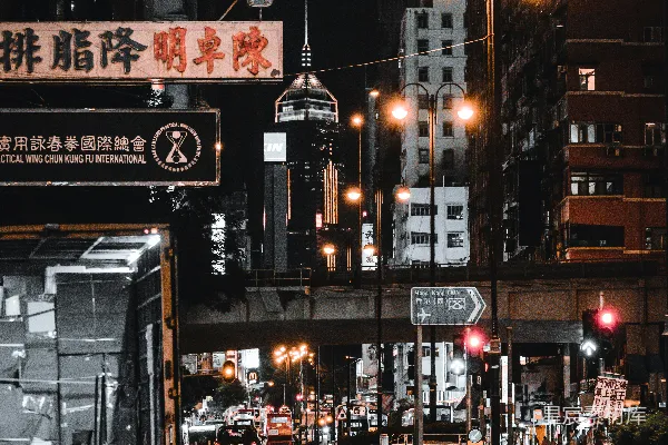 高清摄影 夜色中的香港街头