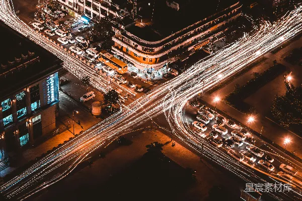 高清摄影 城市夜景，车流轨迹
