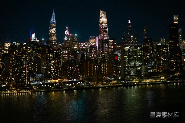 高清摄影 夜幕下的曼哈顿天际线