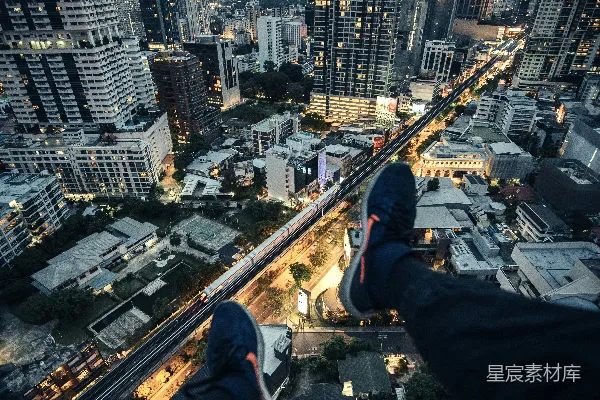 高清摄影 夜幕下的城市悬空视角