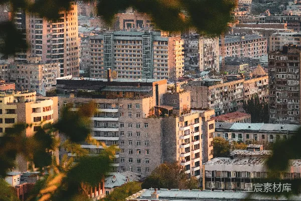 高清摄影 城市日落下的鸟瞰