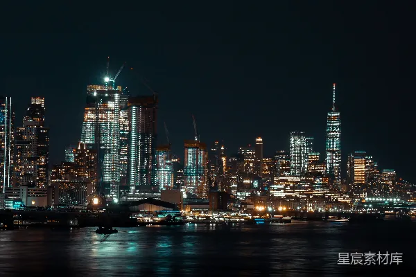 高清摄影 纽约夜景：灯光璀璨的城市天际线